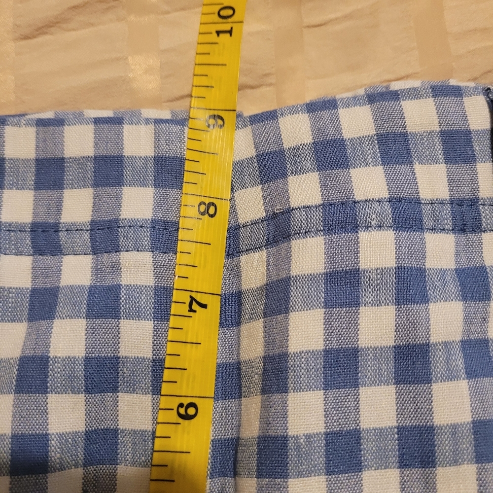 J. Jill Linen Stretch Slim-Leg Pants Blue Gingham Plaid Size XSP - Picture 6 of 8